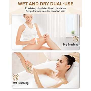 Dry Brushing Body Brush, POPCHOSE Exfoliating Body Brush for Beautiful Skin, Body Scrubber for Cellulite and Lymphatic Drainage, Blood Circulation Improvement with Natural Bristles Massage Nodules