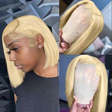 Lovigs Lace Front Wigs Human Hair with Baby Hair Natural Hairline Blonde Bob Wig Straight Hair Brazilian Wig Blonde Bob Wigs for Black Women