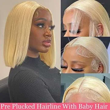 Lovigs Lace Front Wigs Human Hair Natural Hairline Blonde Bob Wig