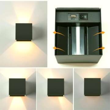 SURPALIG Motion Sensor Light Indoor Wall Sconces Set of 2, 4200mAh Battery Operated Wall Lights Rechargeable, Magnetic Cordless LED Energy Saving Night Light for Hallway Stairway Porch, Black