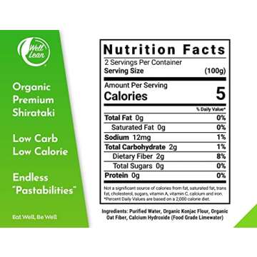 Well Lean Organic Penne Pasta, Premium Shirataki Konjac Macaroni, USDA Organic, 100 % Plant Based, Keto Friendly, Zero Net Carb, Non GMO, Ready to Eat, Low Calorie, Gluten Free, Vegan, Diet, 6 Pack, 57.1 oz