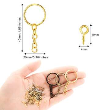 Hotop 360 Pcs Key Chains Bulk for Crafts Including 90 Keychain Rings, 90 Open Jump Rings Connectors,...