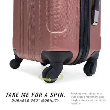 Kenneth Cole REACTION Out of Bounds Lightweight Hardshell 4-Wheel Spinner Luggage, Rose Gold, 3-Piece Set (20", 24", & 28")