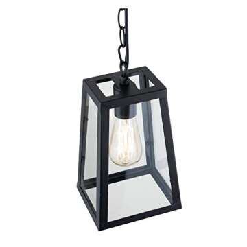 Light Society Serendipity Mini Pendant Light, Matte Black Shade with Clear Glass Panels, Vintage Modern Industrial Lighting Fixture (LS-C113)