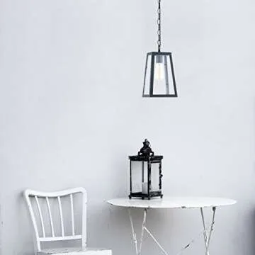 Light Society Serendipity Mini Pendant Light, Matte Black Shade with Clear Glass Panels, Vintage Modern Industrial Lighting Fixture (LS-C113)