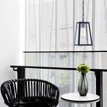 Light Society Serendipity Mini Pendant Light, Matte Black Shade with Clear Glass Panels, Vintage Modern Industrial Lighting Fixture (LS-C113)