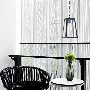Light Society Serendipity Mini Pendant Light, Matte Black Shade with Clear Glass Panels, Vintage Modern Industrial Lighting Fixture (LS-C113)
