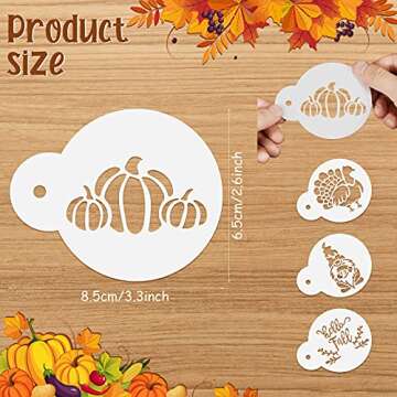Chengu 20 Pieces Thanksgiving Cookie Stencil Fall Cake Templates Autumn Coffee Stencils Reusable Cak...