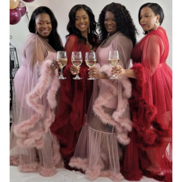 Gorgeous Champagne Feather Robe for Glamorous Occasions