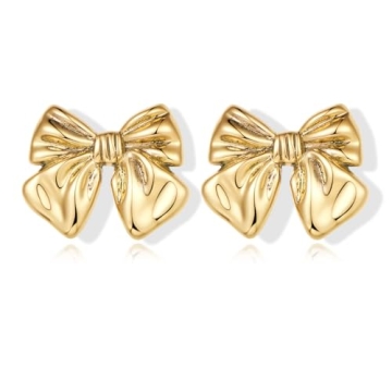 Stylish Vintage Gold Bow Earrings for Women | FAMARINE