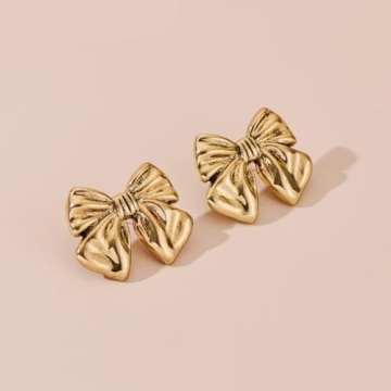 Stylish Vintage Gold Bow Earrings for Women | FAMARINE
