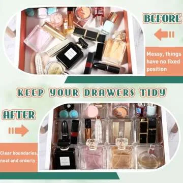 Tioncy 16 Pcs Clear Drawer Organizers 3" x 3" x 2" Stackable Small Makeup Vanity Storage Bins Small Desk Drawer Organization Clear Container Dividers for Makeup Vanity Office Bathroom Kitchen Utensil