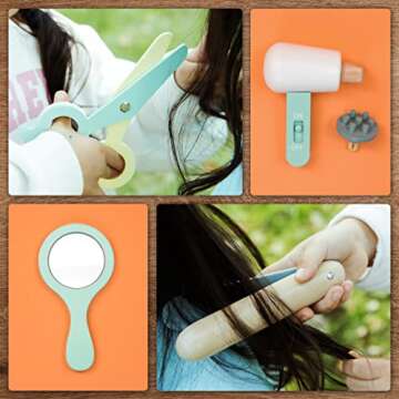 UMU® Kids Wooden Hair Salon Playset - 18 PCS Fun