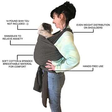 Puppy Pouch Pet Carrier Sling | Front | Adjustable Hands Free Front Facing Dog Pouch | Relieves Your...