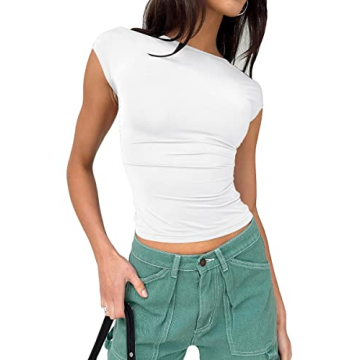 Trendy Queen Women's Y2k Clothing Sexy Tops Backless Summer Clothes 2023 Fashion Short Sleeve Crop T...
