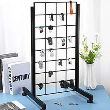 4 Pairs Wire Grid Display Legs Gridwall T Base Rectangular Tube Leg Wire Wall Grid Support Grid Panel Base Gridwall Accessories for 2 Feet Wire Grid Wall Display or Slatted Panels (Black)