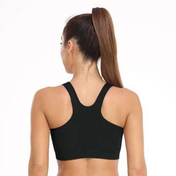 Women's Zip Front Sports Bra Wireless Post-Surgery Bra Active Yoga Sports Bras