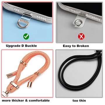 Lawonda 2 Pads Phone Lanyard Adjustable Crossbody Cell Phone Neck Strap Universal Mobile Phone Wrist Lanyard + 2pcs Phone Patch Tether Tab for Travel Essentials