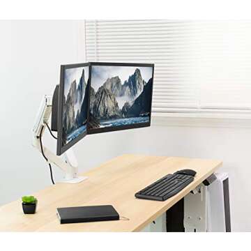 VIVO Aluminum Articulating Dual Monitor Arm for 17 to 27 inch Screens, Desk Mount Tension Spring Mon...