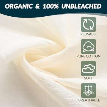 6-Pack Cheesecloth, 20x20 Inch Organic Hemmed Cheese Cloth for Straining, Reusable Unbleached Cotton...