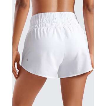 CRZ YOGA High Waisted Dolphin Running Shorts with Zipper Pocket for Ladies