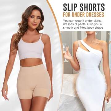FRESBEIT Shapewear Shorts for Women, Anti Chafing Shorts Boyshorts Panties Seamless Underwear Slip Shorts for Under Dress
