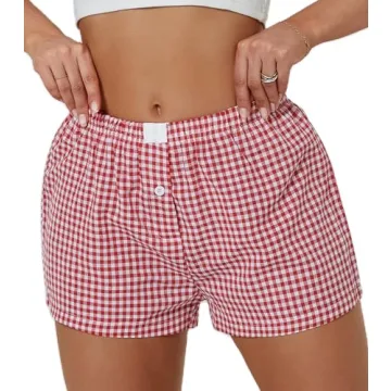 Women Y2K Lounge Shorts Micro Button Boxers - Cute PJ Bottoms
