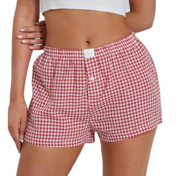 Women Y2K Lounge Shorts Micro Button Boxers - Cute PJ Bottoms
