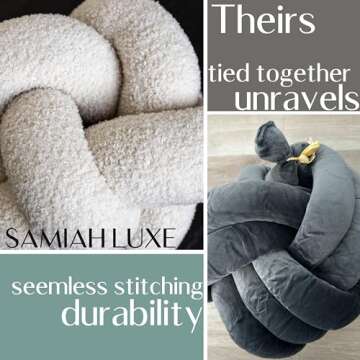 SAMIAH LUXE Black Knot Pillow Ball 12" for Home Decor Living Room, Teddy Boucle Knotted Black Decorative Pillow for Couch, Knot Throw Pillows for Living Room Decor, Sensory Knotted Circle Pillows