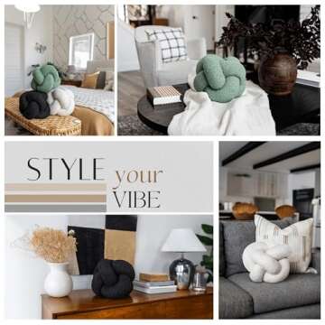 SAMIAH LUXE Black Knot Pillow Ball 12" for Home Decor Living Room, Teddy Boucle Knotted Black Decorative Pillow for Couch, Knot Throw Pillows for Living Room Decor, Sensory Knotted Circle Pillows