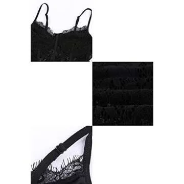 Shawhuwa Womens Sexy Floral Lace Sleeveless Bodysuit Clubwear