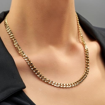 24k Gold Plated Cuban Link Chain Necklace for Men and Women