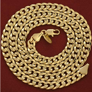 24k Gold Plated Cuban Link Chain Necklace for Men and Women