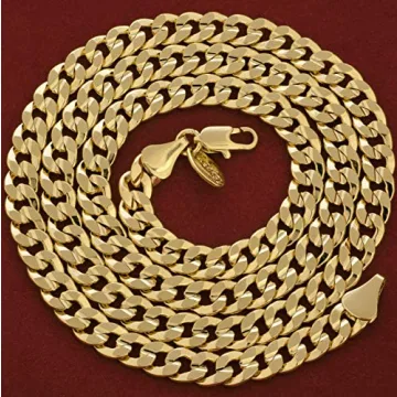 24k Gold Plated Cuban Link Chain Necklace for Men and Women