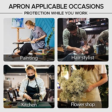 VANTOO Distressed Jean Apron for Men and Women, White