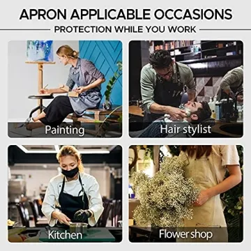 VANTOO Distressed Jean Apron for Men and Women, White