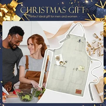 VANTOO Distressed Jean Apron for Men and Women, White