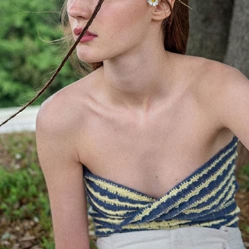 Stylish SAFRISIOR Striped Twist Front Crop Top