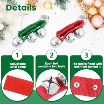 NACHLYNN 8 Pcs Colorful Wrist Bells for Parties and Music