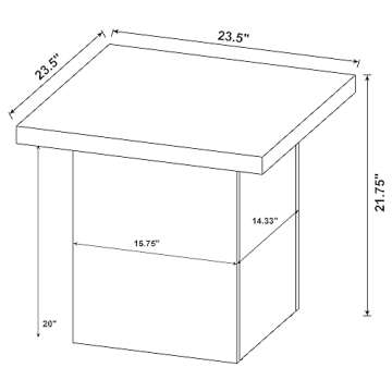 Coaster Home Furnishings Zetta Square Living Room End Table Sofa Side Table Engineered Eco-Friendly Wood Look Laminate Veneer Rustic Farmhouse Mango Brown 708067