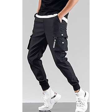 Ambcol Streetwear Hip Hop Cargo Pants for All Seasons