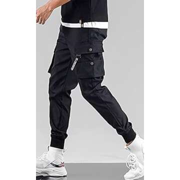 Ambcol Streetwear Hip Hop Cargo Pants for All Seasons