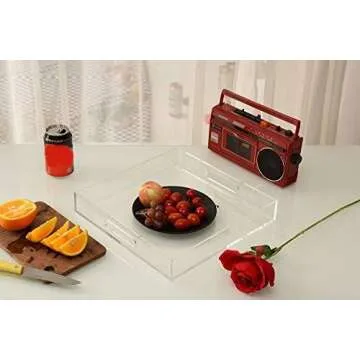 Elegant Clear Acrylic Serving Tray with Handles 12x12