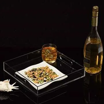 Elegant Clear Acrylic Serving Tray with Handles 12x12