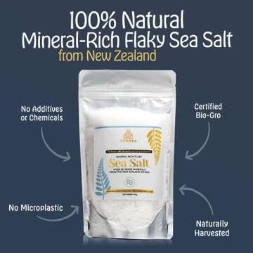 TURNER Flaky Sea Salt, 8.8 ounces of Premium Gourmet Sea Salt Flakes from New Zealand, 80 Minerals &...