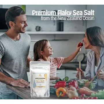 TURNER Flaky Sea Salt, 8.8 ounces of Premium Gourmet Sea Salt Flakes from New Zealand, 80 Minerals & Trace Elements, 100% All-Natural, Solar & Wind Harvested Salt, No Microplastics, 1 Pouch