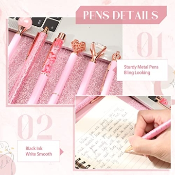 Janmini 9-Pc Crystal Glitter Ballpoint Pen Set for Stylish Writing