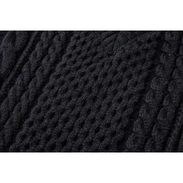 Women V Neck Long Sleeve Pullovers Cable Knit Sweater Fall Winter Relaxed Clothing Trendy Casual Retro Soft Warm Tops Black Small