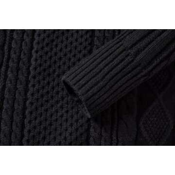 Women V Neck Long Sleeve Pullovers Cable Knit Sweater Fall Winter Relaxed Clothing Trendy Casual Retro Soft Warm Tops Black Small