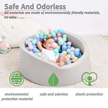 Foam Ball Pit for Toddlers, 35 Inch Baby Ball Pit Soft Round and Easy to Set or Clean, Baby Playpen ...